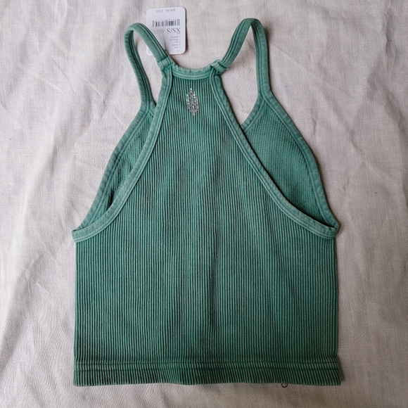 Free People FP Movement happiness runs Crop top cropped brami ribbed Pine XS - Picture 4 of 9
